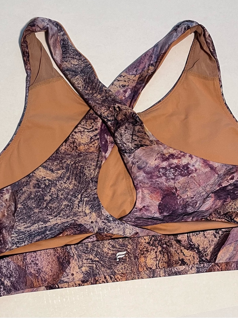 Fabletics Printed High-Waist Leggings & Sports Bra Set in Mauve Stone Print - Picture 2 of 3